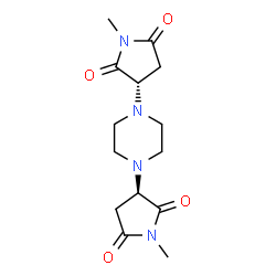 ChemSpider 2D Image | (3S,3'R)-3,3'-(1,4-Piperazinediyl)bis(1-methyl-2,5-pyrrolidinedione) | C14H20N4O4