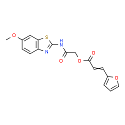 ChemSpider 2D Image | 2-[(6-Methoxy-1,3-benzothiazol-2-yl)amino]-2-oxoethyl 3-(2-furyl)acrylate | C17H14N2O5S