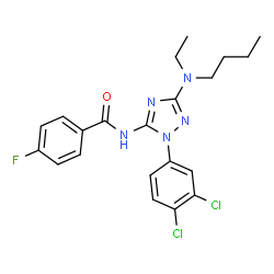 ChemSpider 2D Image | N-{3-[Butyl(ethyl)amino]-1-(3,4-dichlorophenyl)-1H-1,2,4-triazol-5-yl}-4-fluorobenzamide | C21H22Cl2FN5O