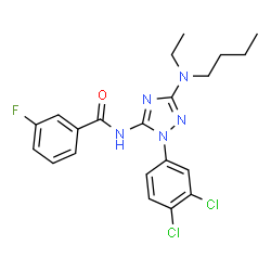 ChemSpider 2D Image | N-{3-[Butyl(ethyl)amino]-1-(3,4-dichlorophenyl)-1H-1,2,4-triazol-5-yl}-3-fluorobenzamide | C21H22Cl2FN5O