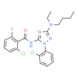 ChemSpider 2D Image | N-{3-[Butyl(ethyl)amino]-1-(2-chlorophenyl)-1H-1,2,4-triazol-5-yl}-2-chloro-6-fluorobenzamide | C21H22Cl2FN5O