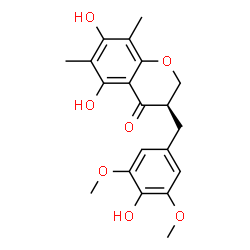 ChemSpider 2D Image | (3R)-5,7-Dihydroxy-3-(4-hydroxy-3,5-dimethoxybenzyl)-6,8-dimethyl-2,3-dihydro-4H-chromen-4-one | C20H22O7