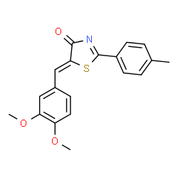ChemSpider 2D Image | 5-(3,4-Dimethoxy-benzylidene)-2-p-tolyl-thiazol-4-one | C19H17NO3S
