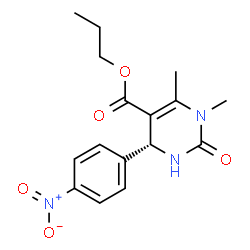ChemSpider 2D Image | Propyl (4R)-1,6-dimethyl-4-(4-nitrophenyl)-2-oxo-1,2,3,4-tetrahydro-5-pyrimidinecarboxylate | C16H19N3O5