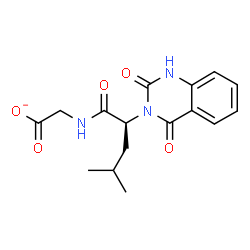 ChemSpider 2D Image | {[(2S)-2-(2,4-Dioxo-1,4-dihydro-3(2H)-quinazolinyl)-4-methylpentanoyl]amino}acetate | C16H18N3O5