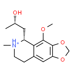 ChemSpider 2D Image | (5R)-5-[(2S)-2-Hydroxypropyl]-4-methoxy-6-methyl-5,6,7,8-tetrahydro[1,3]dioxolo[4,5-g]isoquinolin-6-ium | C15H22NO4