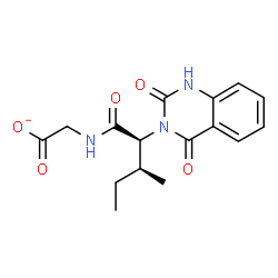 ChemSpider 2D Image | {[(2S,3S)-2-(2,4-Dioxo-1,4-dihydro-3(2H)-quinazolinyl)-3-methylpentanoyl]amino}acetate | C16H18N3O5
