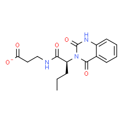 ChemSpider 2D Image | 3-{[(2S)-2-(2,4-Dioxo-1,4-dihydro-3(2H)-quinazolinyl)pentanoyl]amino}propanoate | C16H18N3O5