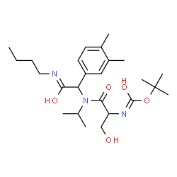 ChemSpider 2D Image | 2-Methyl-2-propanyl (1-{[2-(butylamino)-1-(3,4-dimethylphenyl)-2-oxoethyl](isopropyl)amino}-3-hydroxy-1-oxo-2-propanyl)carbamate | C25H41N3O5