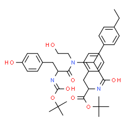 ChemSpider 2D Image | 2-Methyl-2-propanyl N-{(4-ethylphenyl)[(2-hydroxyethyl)(N-{[(2-methyl-2-propanyl)oxy]carbonyl}tyrosyl)amino]acetyl}phenylalaninate | C39H51N3O8