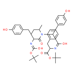 ChemSpider 2D Image | 2-Methyl-2-propanyl N-{[sec-butyl(N-{[(2-methyl-2-propanyl)oxy]carbonyl}tyrosyl)amino](4-hydroxyphenyl)acetyl}phenylalaninate | C39H51N3O8