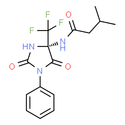 ChemSpider 2D Image | N-[(4R)-2,5-Dioxo-1-phenyl-4-(trifluoromethyl)-4-imidazolidinyl]-3-methylbutanamide | C15H16F3N3O3