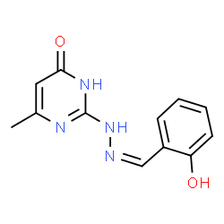 ChemSpider 2D Image | 2-[(2Z)-2-(2-Hydroxybenzylidene)hydrazino]-6-methyl-4(1H)-pyrimidinone | C12H12N4O2