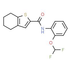 ChemSpider 2D Image | N-[2-(Difluoromethoxy)phenyl]-4,5,6,7-tetrahydro-1-benzothiophene-2-carboxamide | C16H15F2NO2S