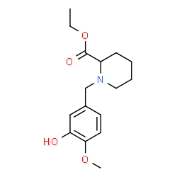 ChemSpider 2D Image | Ethyl 1-(3-hydroxy-4-methoxybenzyl)-2-piperidinecarboxylate | C16H23NO4