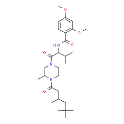 ChemSpider 2D Image | 2,4-Dimethoxy-N-{3-methyl-1-[3-methyl-4-(3,5,5-trimethylhexanoyl)-1-piperazinyl]-1-oxo-2-butanyl}benzamide | C28H45N3O5