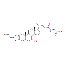 ChemSpider 2D Image | N-{(4R)-4-[(4R,10aS,12aR)-4-Hydroxy-8-(2-hydroxyethyl)-10a,12a-dimethyl-1,2,3,3a,3b,4,5,5a,6,8,10,10a,10b,11,12,12a-hexadecahydrocyclopenta[5,6]naphtho[1,2-f]indazol-1-yl]pentanoyl}glycine | C29H45N3O5