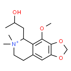 ChemSpider 2D Image | 5-(2-Hydroxypropyl)-4-methoxy-6,6-dimethyl-5,6,7,8-tetrahydro[1,3]dioxolo[4,5-g]isoquinolin-6-ium | C16H24NO4