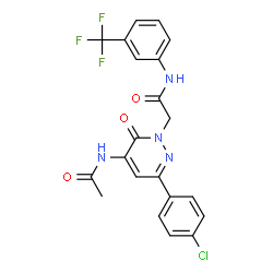 ChemSpider 2D Image | 2-[5-Acetamido-3-(4-chlorophenyl)-6-oxo-1(6H)-pyridazinyl]-N-[3-(trifluoromethyl)phenyl]acetamide | C21H16ClF3N4O3