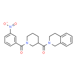 ChemSpider 2D Image | 3,4-Dihydro-2(1H)-isoquinolinyl[1-(3-nitrobenzoyl)-3-piperidinyl]methanone | C22H23N3O4