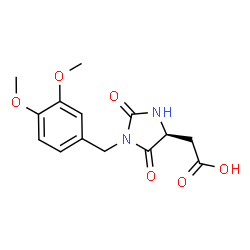 ChemSpider 2D Image | [(4S)-1-(3,4-Dimethoxybenzyl)-2,5-dioxo-4-imidazolidinyl]acetic acid | C14H16N2O6