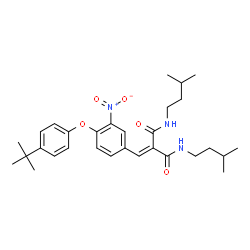 ChemSpider 2D Image | N,N'-Bis(3-methylbutyl)-2-{4-[4-(2-methyl-2-propanyl)phenoxy]-3-nitrobenzylidene}malonamide | C30H41N3O5