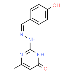 ChemSpider 2D Image | 2-[(2Z)-2-(4-Hydroxybenzylidene)hydrazino]-6-methyl-4(1H)-pyrimidinone | C12H12N4O2