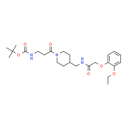 ChemSpider 2D Image | 2-Methyl-2-propanyl {3-[4-({[(2-ethoxyphenoxy)acetyl]amino}methyl)-1-piperidinyl]-3-oxopropyl}carbamate | C24H37N3O6
