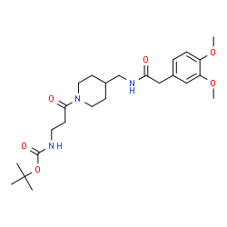 ChemSpider 2D Image | 2-Methyl-2-propanyl {3-[4-({[(3,4-dimethoxyphenyl)acetyl]amino}methyl)-1-piperidinyl]-3-oxopropyl}carbamate | C24H37N3O6