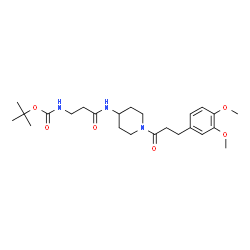 ChemSpider 2D Image | 2-Methyl-2-propanyl [3-({1-[3-(3,4-dimethoxyphenyl)propanoyl]-4-piperidinyl}amino)-3-oxopropyl]carbamate | C24H37N3O6