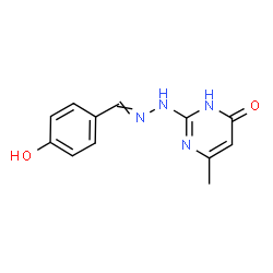 ChemSpider 2D Image | 2-[2-(4-Hydroxybenzylidene)hydrazino]-6-methyl-4(3H)-pyrimidinone | C12H12N4O2