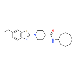 ChemSpider 2D Image | N-Cyclooctyl-1-(6-ethyl-1,3-benzothiazol-2-yl)-4-piperidinecarboxamide | C23H33N3OS
