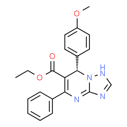 ChemSpider 2D Image | Ethyl (7S)-7-(4-methoxyphenyl)-5-phenyl-1,7-dihydro[1,2,4]triazolo[1,5-a]pyrimidine-6-carboxylate | C21H20N4O3