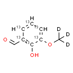 ChemSpider 2D Image | 2-Hydroxy-3-[(~2~H_3_)methyloxy](~13~C_6_)benzaldehyde | C213C6H5D3O3