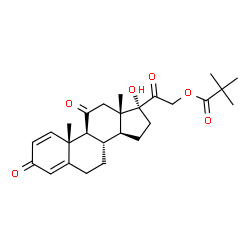ChemSpider 2D Image | 17-Hydroxy-3,11,20-trioxopregna-1,4-dien-21-yl pivalate | C26H34O6