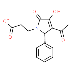 ChemSpider 2D Image | 3-[(2S)-3-Acetyl-4-hydroxy-5-oxo-2-phenyl-2,5-dihydro-1H-pyrrol-1-yl]propanoate | C15H14NO5