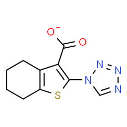 ChemSpider 2D Image | 2-(1H-Tetrazol-1-yl)-4,5,6,7-tetrahydro-1-benzothiophene-3-carboxylate | C10H9N4O2S