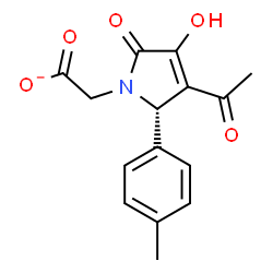 ChemSpider 2D Image | [(2S)-3-Acetyl-4-hydroxy-2-(4-methylphenyl)-5-oxo-2,5-dihydro-1H-pyrrol-1-yl]acetate | C15H14NO5