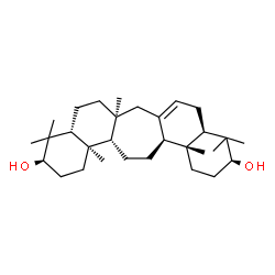 ChemSpider 2D Image | (3R,4aR,6aS,9aR,11S,13aR,13bS,15aS,15bR)-4,4,6a,10,10,13a,15b-Heptamethyl-2,3,4,4a,5,6,6a,7,9,9a,10,11,12,13,13a,13b,14,15,15a,15b-icosahydro-1H-naphtho[2',1':4,5]cyclohepta[1,2-a]naphthalene-3,11-dio
l | C30H50O2