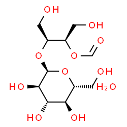 ChemSpider 2D Image | (2R,3S)-3-(alpha-D-Glucopyranosyloxy)-1,4-dihydroxy-2-butanyl formate hydrate (1:1) | C11H22O11