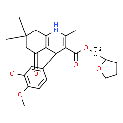 ChemSpider 2D Image | (2S)-Tetrahydro-2-furanylmethyl (4S)-4-(3-hydroxy-4-methoxyphenyl)-2,7,7-trimethyl-5-oxo-1,4,5,6,7,8-hexahydro-3-quinolinecarboxylate | C25H31NO6