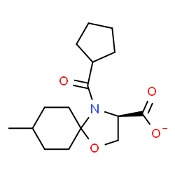 ChemSpider 2D Image | (3R)-4-(Cyclopentylcarbonyl)-8-methyl-1-oxa-4-azaspiro[4.5]decane-3-carboxylate | C16H24NO4