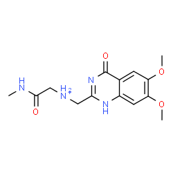 ChemSpider 2D Image | N-[(6,7-Dimethoxy-4-oxo-1,4-dihydro-2-quinazolinyl)methyl]-2-(methylamino)-2-oxoethanaminium | C14H19N4O4