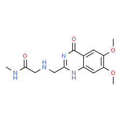 ChemSpider 2D Image | N~2~-[(6,7-Dimethoxy-4-oxo-1,4-dihydro-2-quinazolinyl)methyl]-N-methylglycinamide | C14H18N4O4