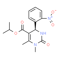 ChemSpider 2D Image | Isopropyl (4R)-1,6-dimethyl-4-(2-nitrophenyl)-2-oxo-1,2,3,4-tetrahydro-5-pyrimidinecarboxylate | C16H19N3O5