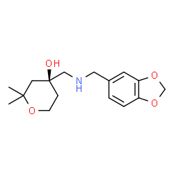 ChemSpider 2D Image | (4S)-4-{[(1,3-Benzodioxol-5-ylmethyl)amino]methyl}-2,2-dimethyltetrahydro-2H-pyran-4-ol | C16H23NO4
