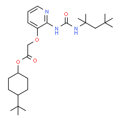 ChemSpider 2D Image | 4-(2-Methyl-2-propanyl)cyclohexyl [(2-{[(2,4,4-trimethyl-2-pentanyl)carbamoyl]amino}-3-pyridinyl)oxy]acetate | C26H43N3O4
