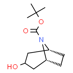 ChemSpider 2D Image | 2-Methyl-2-propanyl (1R,5R)-3-hydroxy-8-azabicyclo[3.2.1]octane-8-carboxylate | C12H21NO3