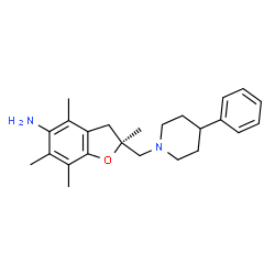 ChemSpider 2D Image | (2S)-2,4,6,7-Tetramethyl-2-[(4-phenyl-1-piperidinyl)methyl]-2,3-dihydro-1-benzofuran-5-amine | C24H32N2O