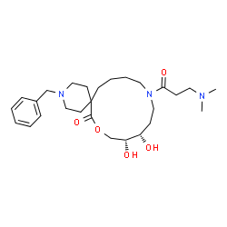 ChemSpider 2D Image | (10R,11S)-3-Benzyl-14-[3-(dimethylamino)propanoyl]-10,11-dihydroxy-8-oxa-3,14-diazaspiro[5.12]octadecan-7-one | C27H43N3O5
